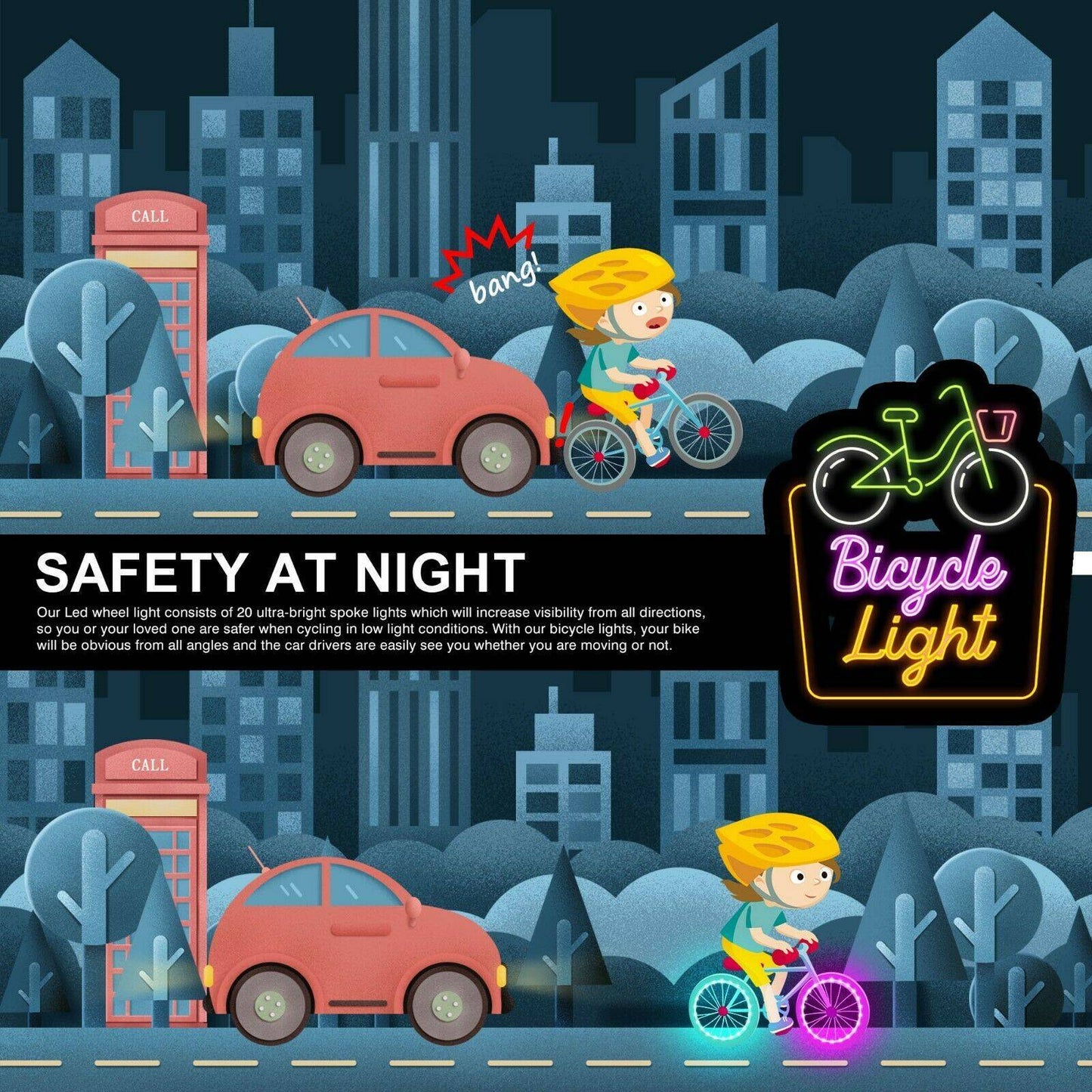 LED Bicycle Wheel Light with 7 Colours