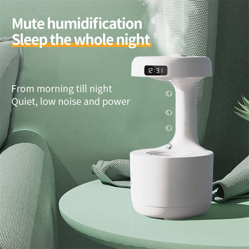 Anti-Gravity Water Drop Backflow Humidifier With Clock