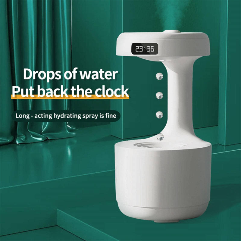 Anti-Gravity Water Drop Backflow Humidifier With Clock